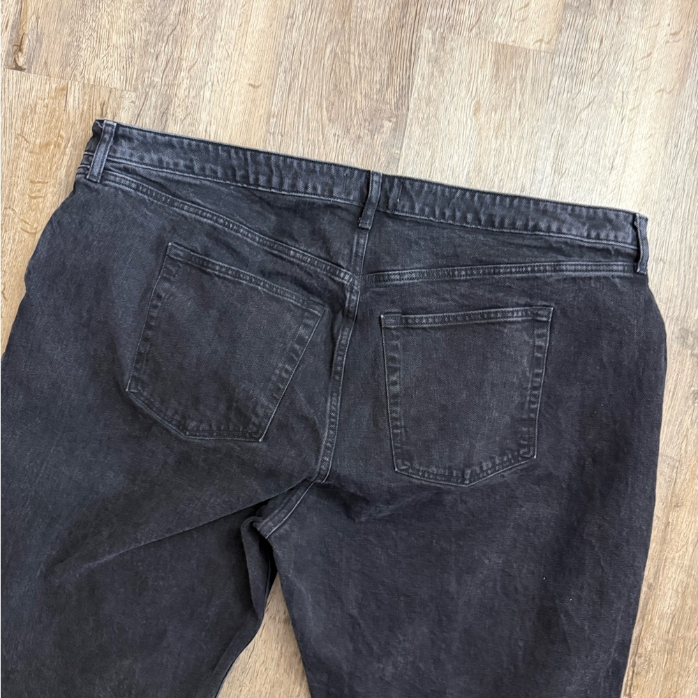 Abercrombie & Fitch Black High-Rise Straight Jeans with Front Slits Long Inseam - Picture 10 of 12